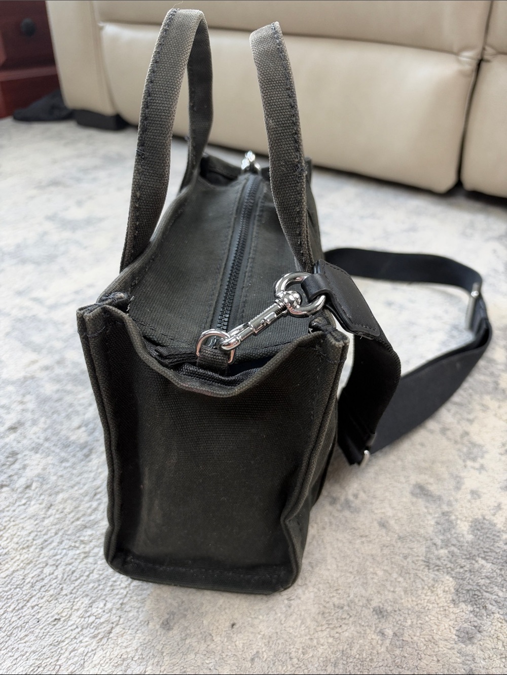Marc Jacobs The Tote Bag Small Canvas Taupe Gray Green - Picture 5 of 12